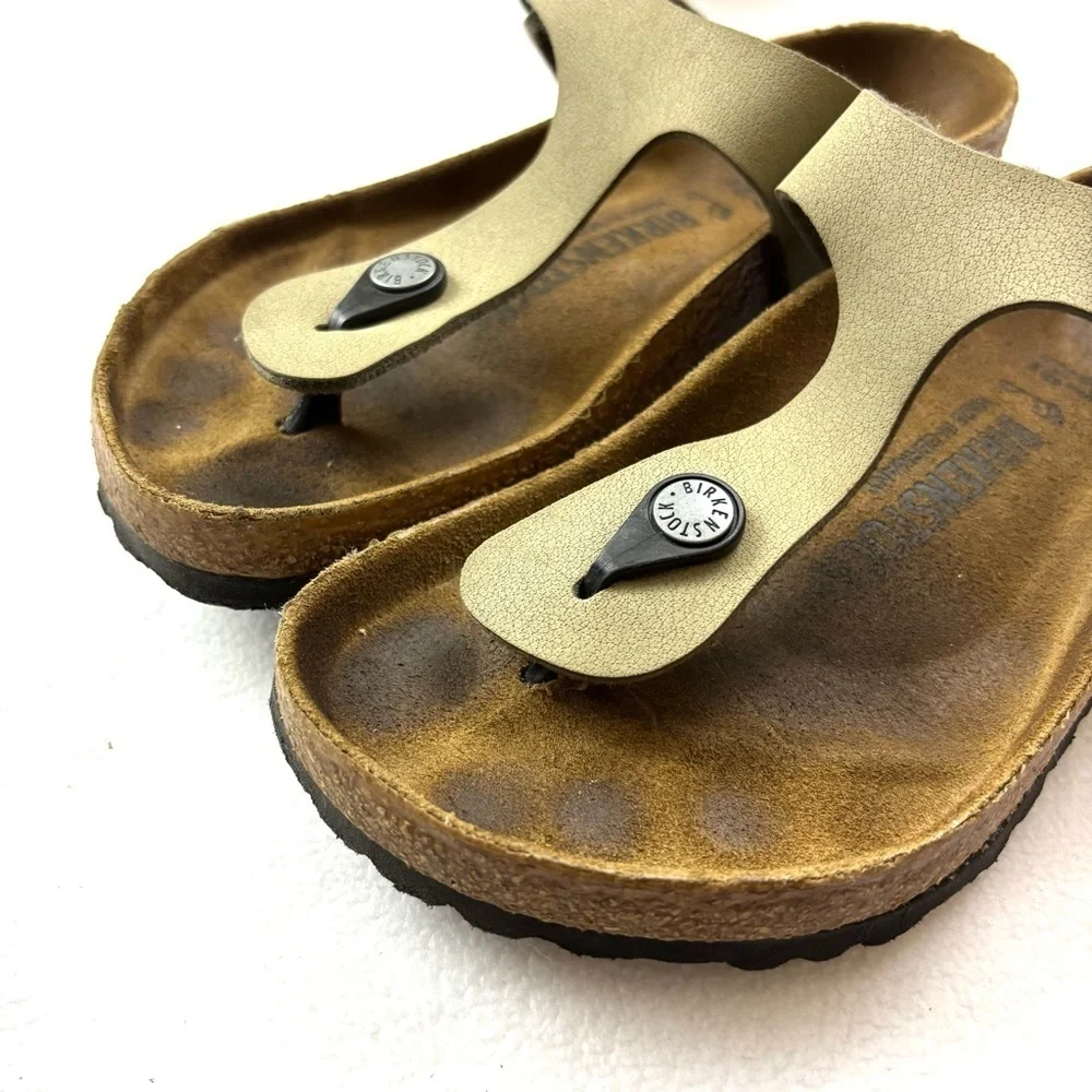 Birkenstock Gizeh Tobacco Brown Leather Cork‎ Sole Thong Boho Sandal Size 37